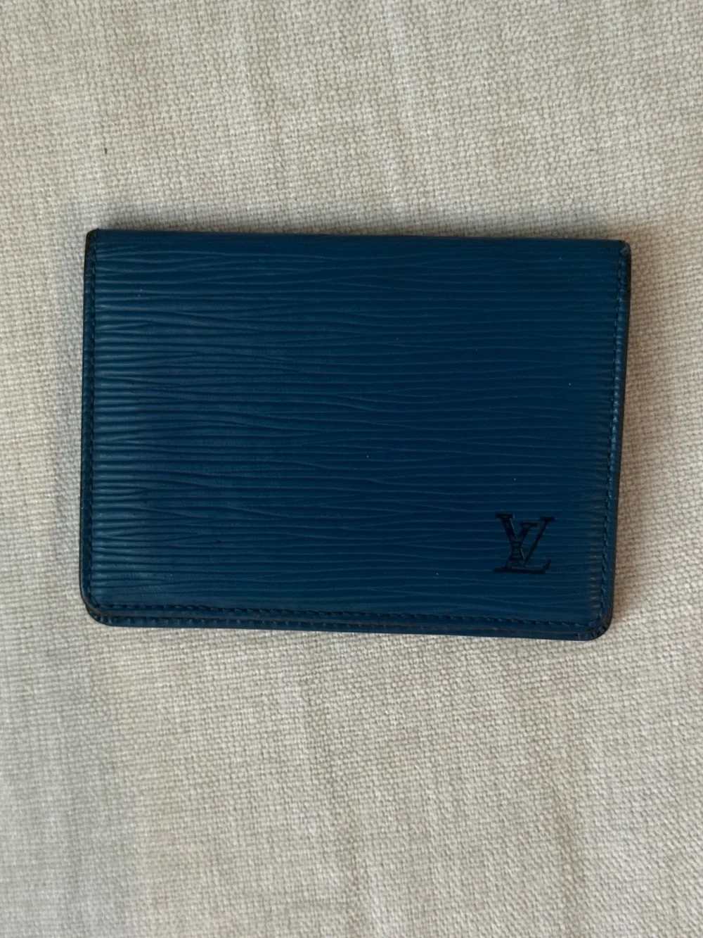 Louis Vuitton Vintage Blue Epi Leather Bifold ID Card Holder Wallet